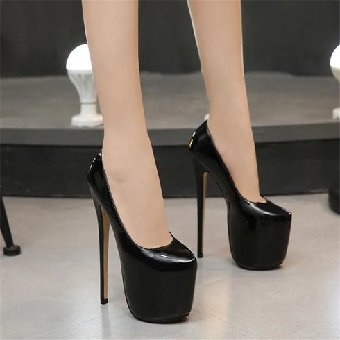 Elegant 18cm Super High Heels Pumps for Women - Chic Leather Wedding & Party Footwear