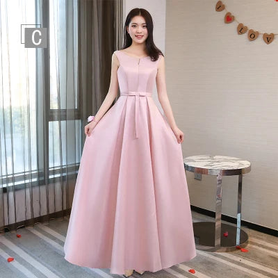 Lace Up Satin Bridesmaid Dress with Floor-Length A-Line Silhouette for Elegant Wedding Party