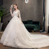 Vintage O Neck Full Sleeve Wedding Dress Lace Embroidery Gown