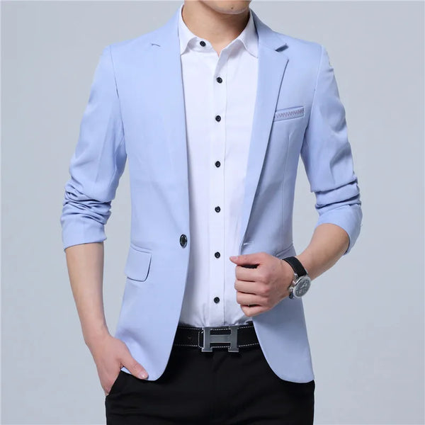 Casual Cotton Slim Fit Men's Blazer Jacket for Spring & Autumn
