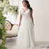 Jiayigong Plus Size Wedding Dresses Customized Cap Sleeve V-neck Chiffon Beach Dress