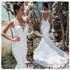 LORIE Sexy Mermaid Wedding Dress Sleeveless Lace Appliqued Gown