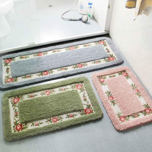 Floral Elegance Mat Set - Non-Slip Bathroom Rug Collection