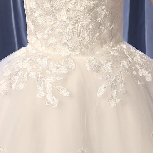 Elegant Court Train Lace Embroidery Princess Vintage Wedding Dress Plus Size Gowns Customized
