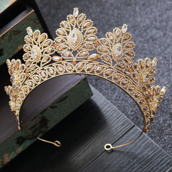 Elegant Baroque Crystal Bridal Tiara Crown for Weddings and Pageants