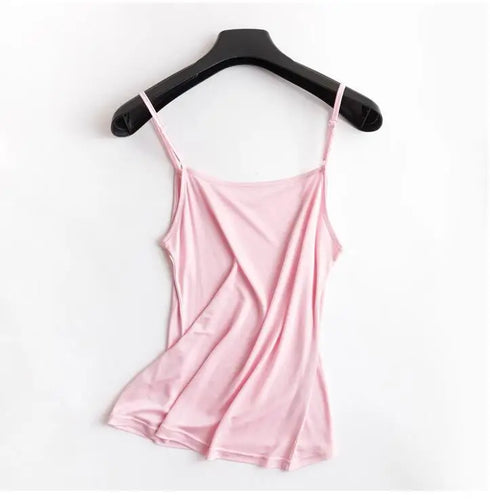 Luxurious Mulberry Silk Halter Top for Women - Elegant U Neck Solid Cami Vest Sleeveless Summer Silk Tank Tops Ladies Stylish Camisole