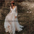 Eightree Vintage Boho Wedding Dresses Long Sleeve Lace Gowns
