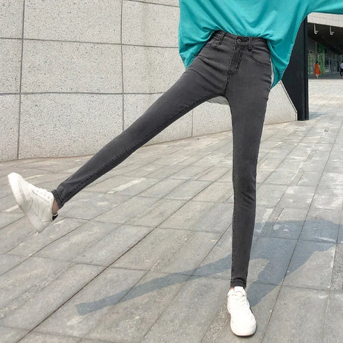 Women’s Classic Retro Skinny Jeans - High Waist Stretch Pencil Trousers for Casual Fall Outfits - Perfect for Homecoming and Everyday Wear