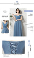 Bridesmaid Dress Elegant Ankle Length Tulle Ball Gown With Pleat Sash Built In Bra Prom Bridal Gown