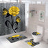 Red Rose and Butterfly Bathroom Mat and Shower Curtain Set Waterproof Eco-Friendly Design
