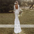 Backless Mermaid Wedding Dresses Boho Long Sleeve Lace Bridal Gown