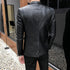 Stylish Slim Fit PU Leather Blazer Jackets for Men - Casual Business Suit Coats in 4XL Size for Autumn and Winter Wear