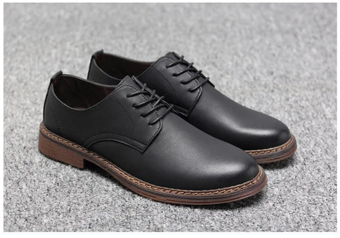 Stylish Men's Oxfords: Premium Genuine Leather Business Formal Dress Shoes with Classic British Design for Office & Casual Occasions