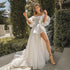 Fashion Sweetheart Puff Sleeves Bridal Gowns A-Line Dress