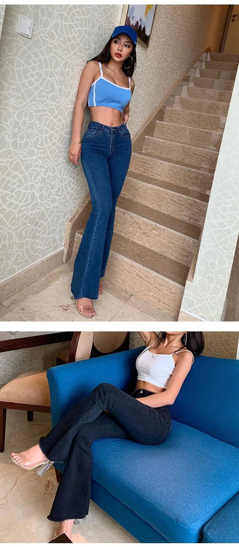 Flare Jeans Pants Women’s Vintage Denim y2k High Waist Trousers