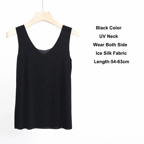 Plus Size 5XL Seamless Summer Camisole Tank Tops for Women - Comfortable Ice Silk Crop Tops in Solid Colors, Breathable Fashion Essentials