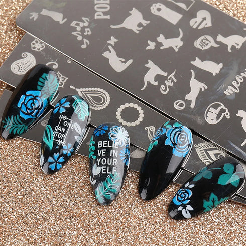 8ml Black Nail Stamping Gel Polish for Stunning Manicure Art with White Gold Transfer Gel, Perfect for UV Soak Off Varnish and Nail Art Stamping Plate Tools