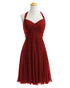 Bridesmaid Dress A Line Chiffon Knee Length Sweetheart Halter Zipper Back Dresses