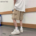 Men Casual Shorts Solid Leisure Summer Oversize Multi-pockets Cargo Trousers Streetwear