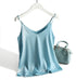 Spaghetti Strap Satin Silk Tank Top Women Sleeveless Halter V Neck Camisole Summer Casual Cami