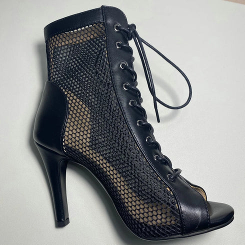 Sexy High Heels Hollow Mesh Sandals for Summer Fashion Comfort Peep Toe Stilettos Jazz Dance Female Shoes Plus Size