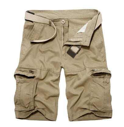 Summer Mens Knee Length Cotton Cargo Shorts Casual Bermuda Trousers