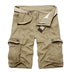 Summer Mens Knee Length Cotton Cargo Shorts Casual Bermuda Trousers