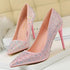 Rhinestone Stiletto Wedding Pumps for Women - Crystal Embellished Pointed Toe Heeled Shoes