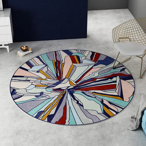 Modern Geometric Round Carpet for Living Room Bedroom and Hallway