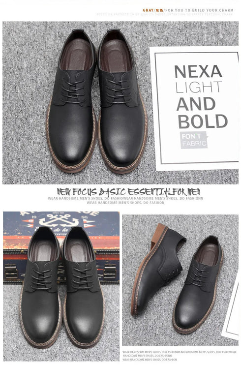 Stylish Men's Oxfords: Premium Genuine Leather Business Formal Dress Shoes with Classic British Design for Office & Casual Occasions