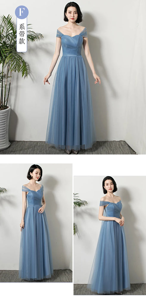 Bridesmaid Dress Elegant Ankle Length Tulle Ball Gown With Pleat Sash Built In Bra Prom Bridal Gown