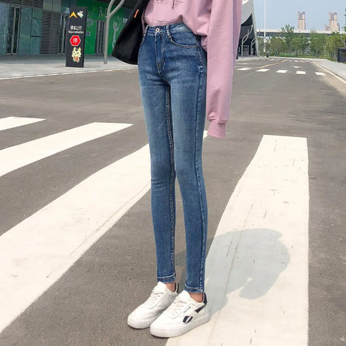 Women’s Classic Retro Skinny Jeans - High Waist Stretch Pencil Trousers for Casual Fall Outfits - Perfect for Homecoming and Everyday Wear