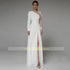 Asymmetrical Side Slit Wedding Dress Long Sleeve Bridal Gown