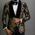 African Fashion Floral Jacquard Men's Slim Fit Blazer with Velvet Shawl Lapel