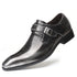 Italian Style Genuine Leather Men's Slip-On Dress Shoes with Buckle - Formal Footwear