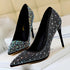 Rhinestone Stiletto Wedding Pumps for Women - Crystal Embellished Pointed Toe Heeled Shoes