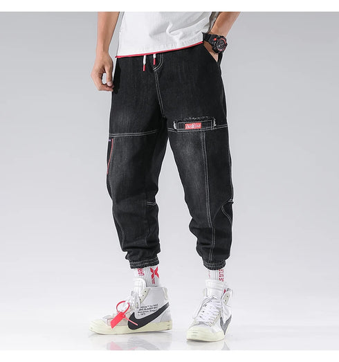 Comfortable Elastic Waist Harem Cargo Pants for Men - Stylish Streetwear Joggers Perfect for Casual Spring and Autumn Outfits