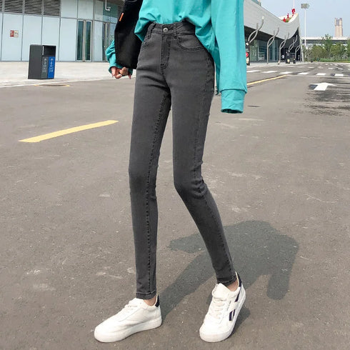Women’s Classic Retro Skinny Jeans - High Waist Stretch Pencil Trousers for Casual Fall Outfits - Perfect for Homecoming and Everyday Wear
