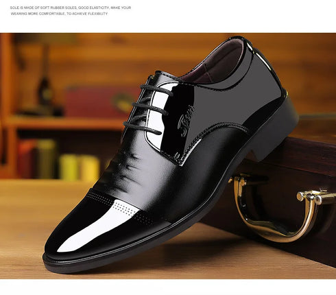 Stylish Men's Patent Leather Oxford Dress Shoes - Formal Pointed Toe Big Size 38-48 Perfect for Weddings and Special Occasions
