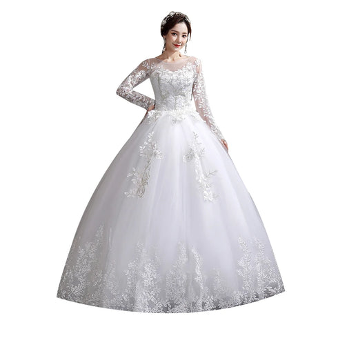 Wedding Dress Long Sleeve Ball Gown Luxury Lace Plus Size