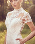 Chic Lace Applique Jumpsuit Wedding Dress with Illusion Back and Short Sleeves for Modern Brides