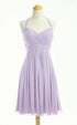 Bridesmaid Dress A Line Chiffon Knee Length Sweetheart Halter Zipper Back Dresses