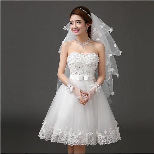 Ivory Short Knee Length Fairy Wedding Dress for Parties