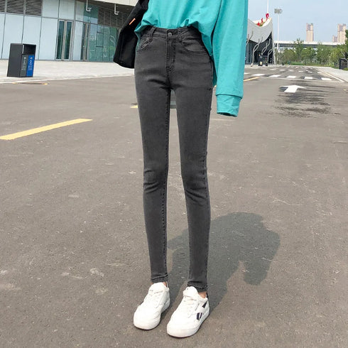 Women’s Classic Retro Skinny Jeans - High Waist Stretch Pencil Trousers for Casual Fall Outfits - Perfect for Homecoming and Everyday Wear