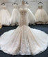 Crystal Beaded Mermaid Wedding Dress Full Lace Appliques Bridal Gown