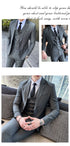 ( Jacket + Vest + Pants ) Prom Groom Tuxedos Male Wedding Suits 3Pcs Set Men's Striped Casual Business Suit
