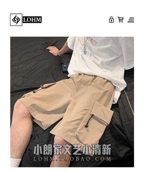 Men Casual Shorts Solid Leisure Summer Oversize Multi-pockets Cargo Trousers Streetwear