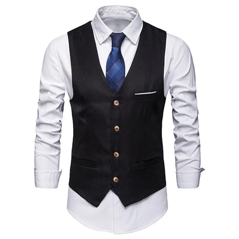 Slim Fit Men's Business Formal Waistcoat Sleeveless Vest
