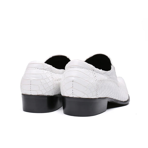 White Snake Skin Genuine Leather Men's Party Wedding Loafers
