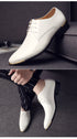 Men's Pointed Toe Patent Leather Dress Shoes - Elegant Lace-Up Styles for Weddings and Business Events